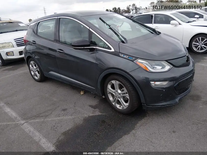 2017 Chevrolet Bolt Ev Lt VIN: 1G1FW6S00H4181610 Lot: 45433598