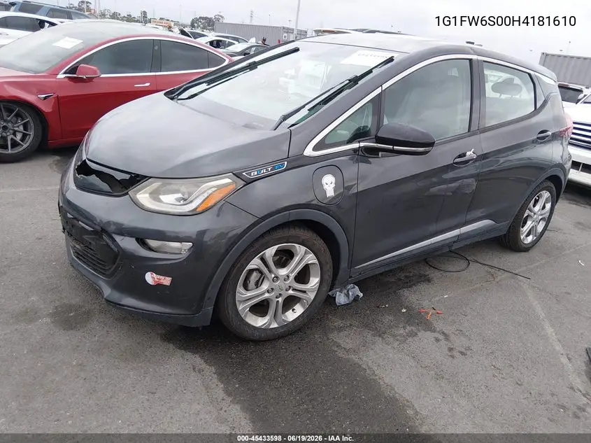 2017 Chevrolet Bolt Ev Lt VIN: 1G1FW6S00H4181610 Lot: 45433598