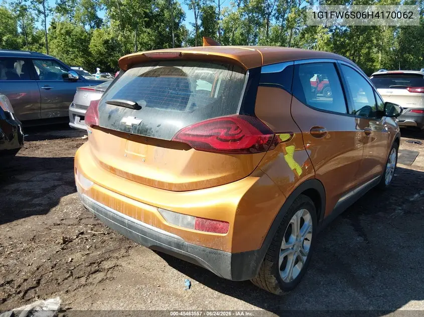 2017 Chevrolet Bolt Ev Lt VIN: 1G1FW6S06H4170062 Lot: 45463557
