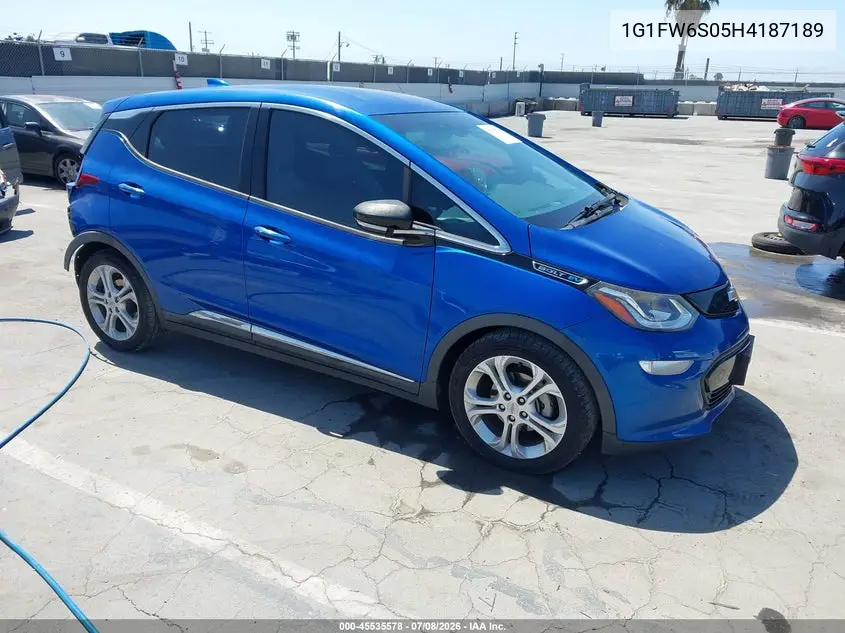 2017 Chevrolet Bolt Ev Lt VIN: 1G1FW6S05H4187189 Lot: 45535578
