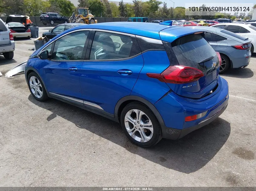 2017 Chevrolet Bolt Ev Lt VIN: 1G1FW6S08H4136124 Lot: 45615033