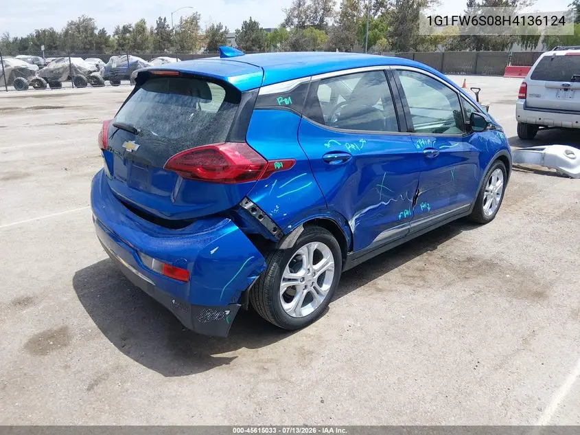2017 Chevrolet Bolt Ev Lt VIN: 1G1FW6S08H4136124 Lot: 45615033
