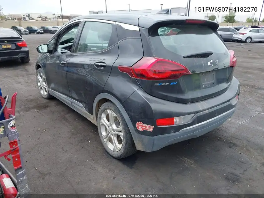 2017 Chevrolet Bolt Ev Lt VIN: 1G1FW6S07H4182270 Lot: 45615246