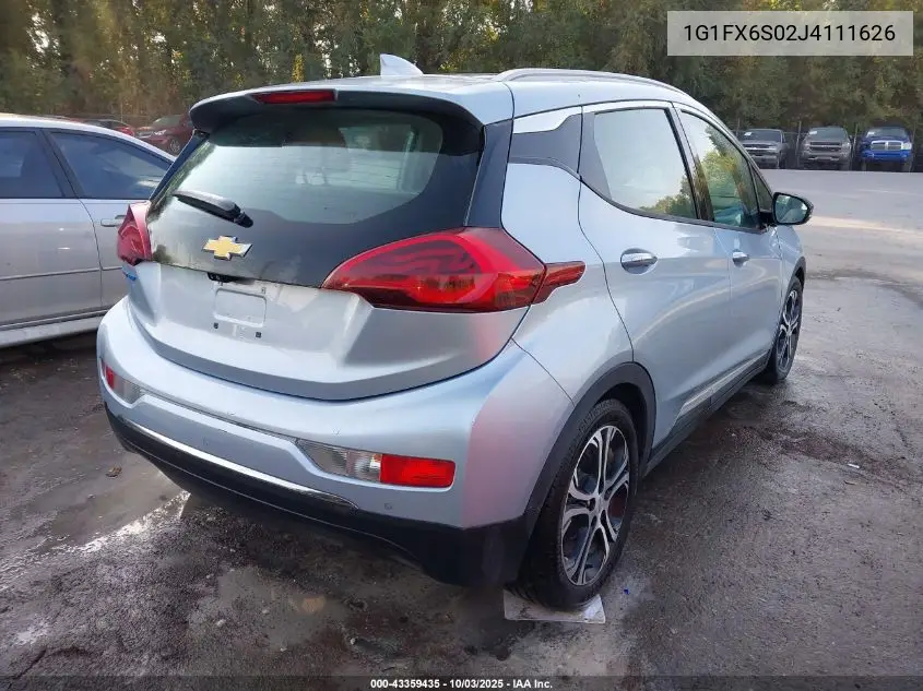 2018 Chevrolet Bolt Ev Premier VIN: 1G1FX6S02J4111626 Lot: 43359435