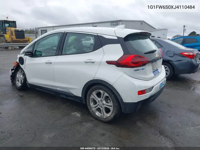 2018 Chevrolet Bolt Ev Lt VIN: 1G1FW6S0XJ4110484 Lot: 44598278