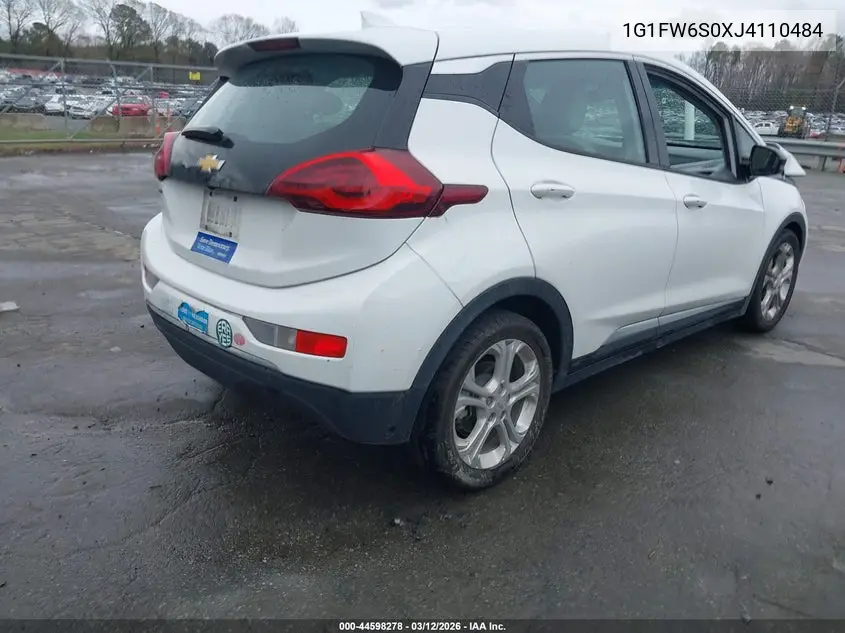 2018 Chevrolet Bolt Ev Lt VIN: 1G1FW6S0XJ4110484 Lot: 44598278