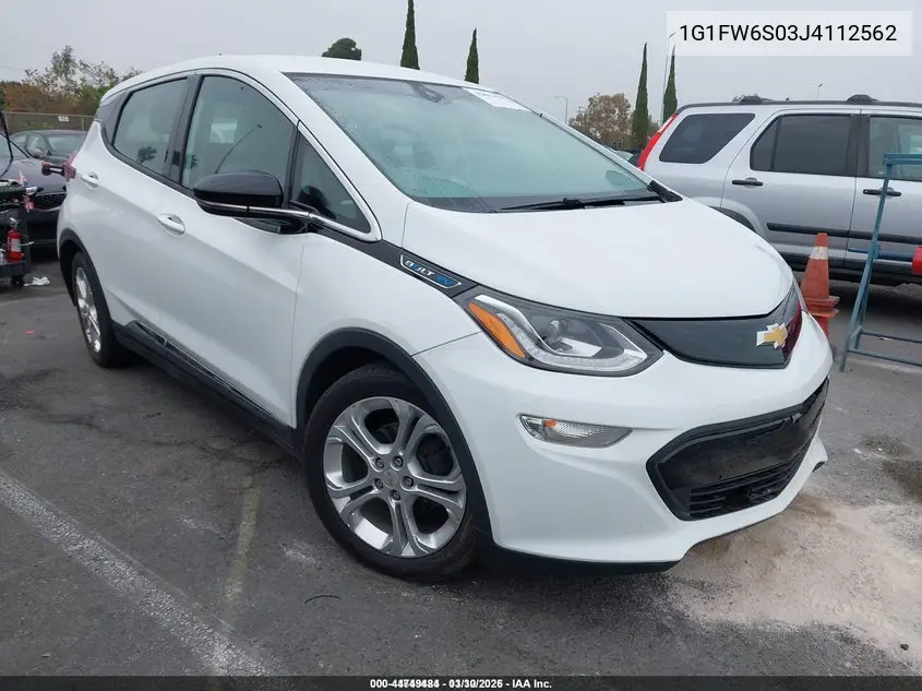 2018 Chevrolet Bolt Ev Lt VIN: 1G1FW6S03J4112562 Lot: 44749484