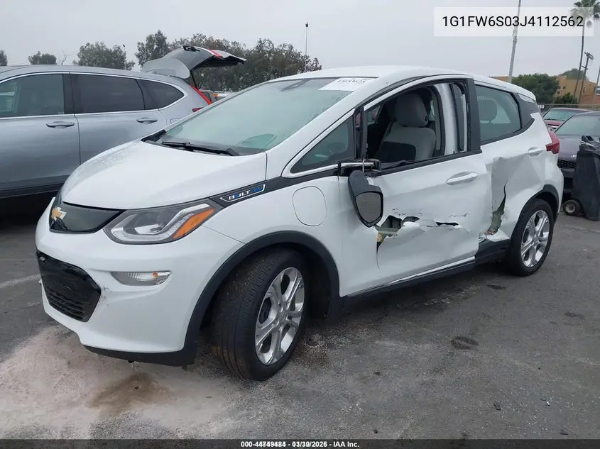 2018 Chevrolet Bolt Ev Lt VIN: 1G1FW6S03J4112562 Lot: 44749484