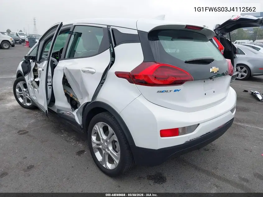 2018 Chevrolet Bolt Ev Lt VIN: 1G1FW6S03J4112562 Lot: 44749484