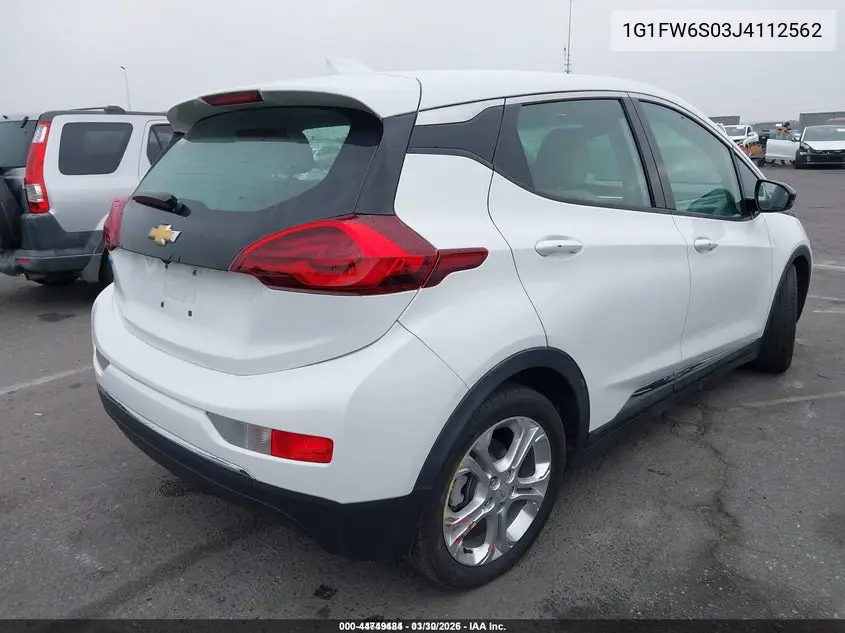 2018 Chevrolet Bolt Ev Lt VIN: 1G1FW6S03J4112562 Lot: 44749484