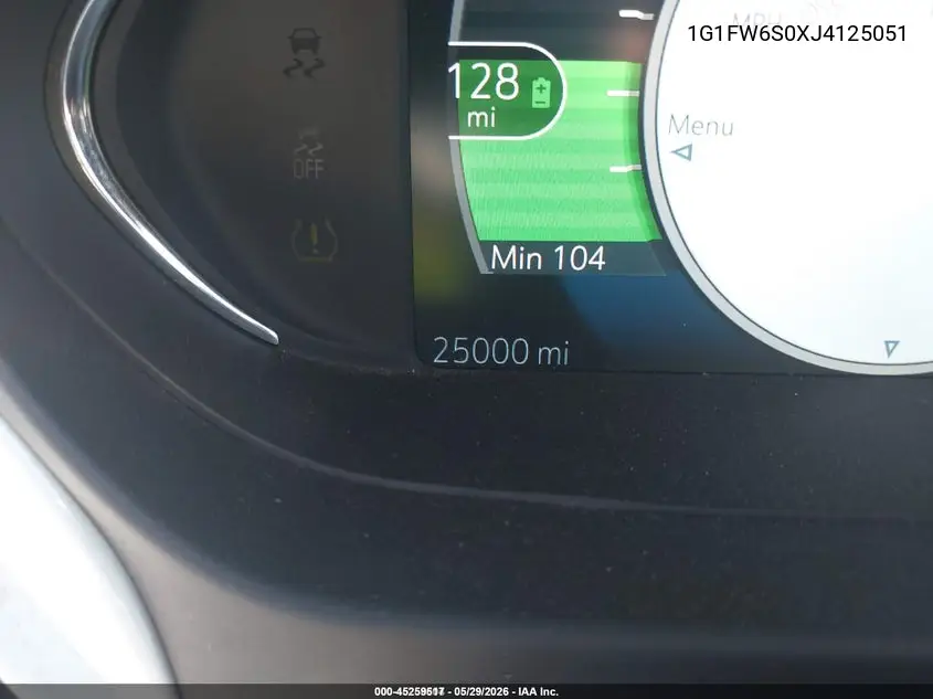 2018 Chevrolet Bolt Ev Lt VIN: 1G1FW6S0XJ4125051 Lot: 45259517