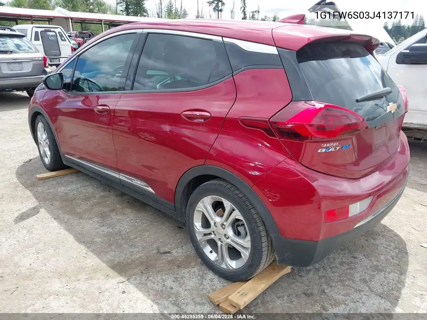 2018 Chevrolet Bolt Ev Lt VIN: 1G1FW6S03J4137171 Lot: 45285359