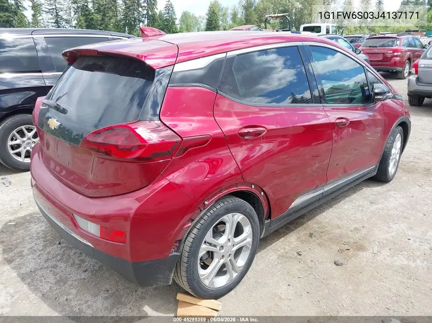 2018 Chevrolet Bolt Ev Lt VIN: 1G1FW6S03J4137171 Lot: 45285359