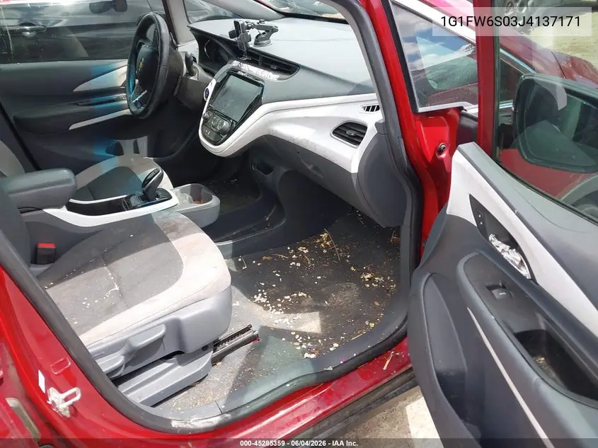 2018 Chevrolet Bolt Ev Lt VIN: 1G1FW6S03J4137171 Lot: 45285359