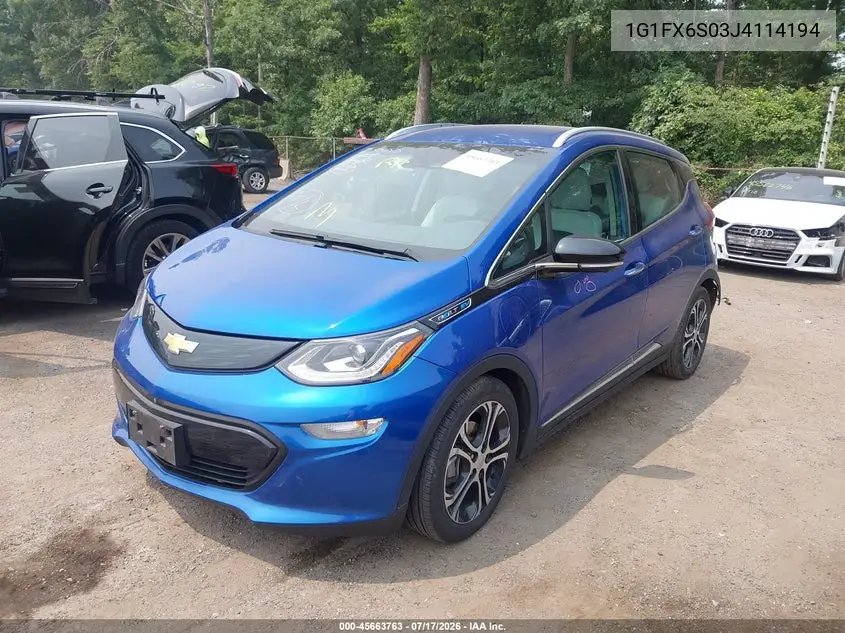 2018 Chevrolet Bolt Ev Premier VIN: 1G1FX6S03J4114194 Lot: 45663763