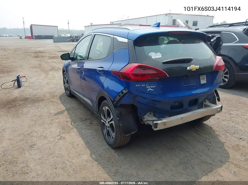 2018 Chevrolet Bolt Ev Premier VIN: 1G1FX6S03J4114194 Lot: 45663763