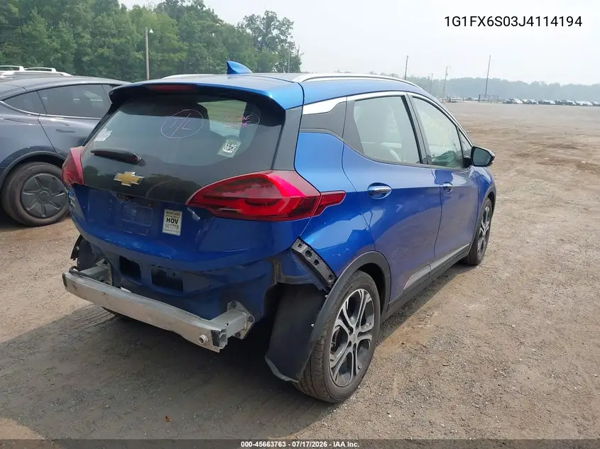 2018 Chevrolet Bolt Ev Premier VIN: 1G1FX6S03J4114194 Lot: 45663763