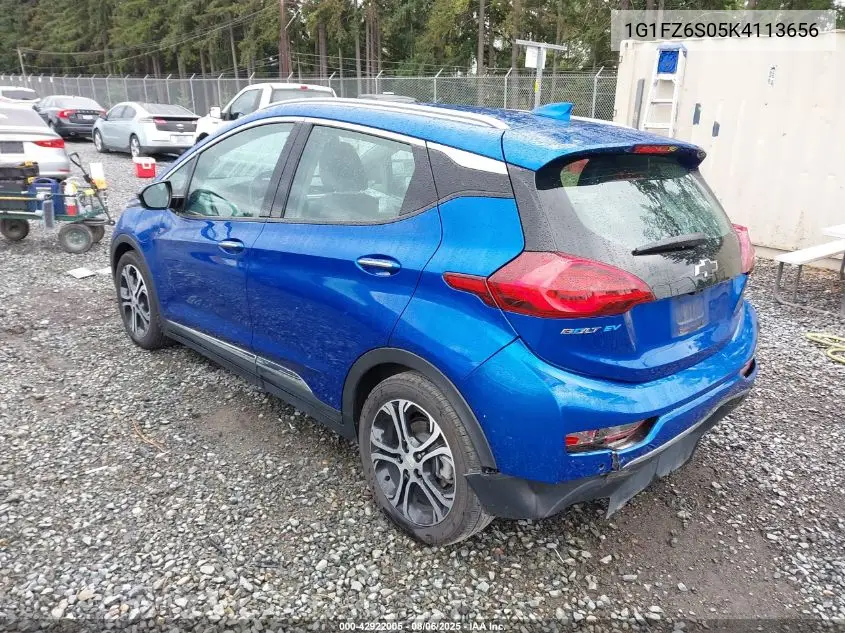 2019 Chevrolet Bolt Ev Premier VIN: 1G1FZ6S05K4113656 Lot: 42922005