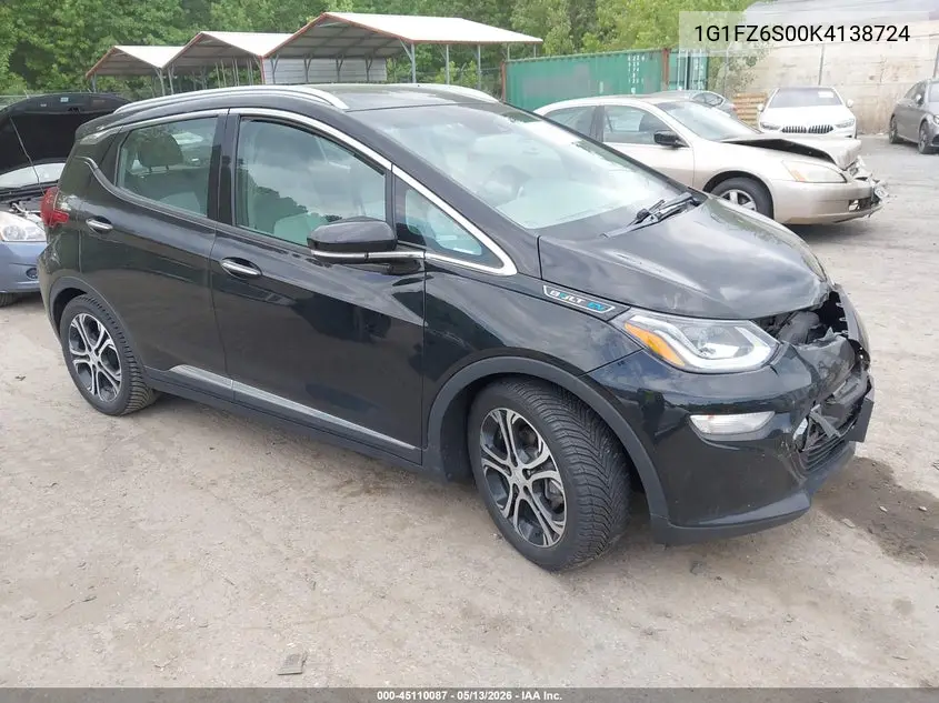 2019 Chevrolet Bolt Ev Premier VIN: 1G1FZ6S00K4138724 Lot: 45110087