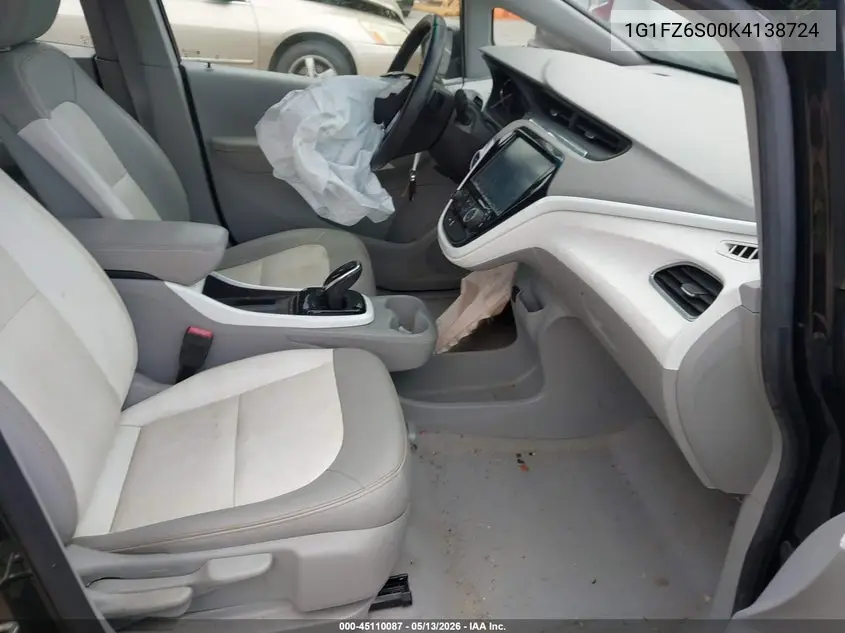 2019 Chevrolet Bolt Ev Premier VIN: 1G1FZ6S00K4138724 Lot: 45110087
