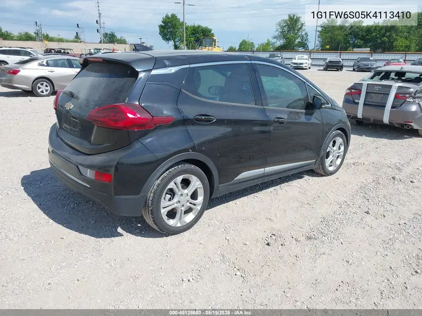 2019 Chevrolet Bolt Ev Lt VIN: 1G1FW6S05K4113410 Lot: 45128680