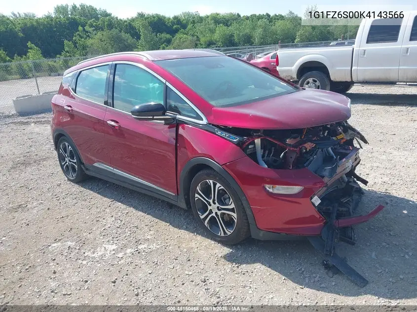 2019 Chevrolet Bolt Ev Premier VIN: 1G1FZ6S00K4143566 Lot: 45150468