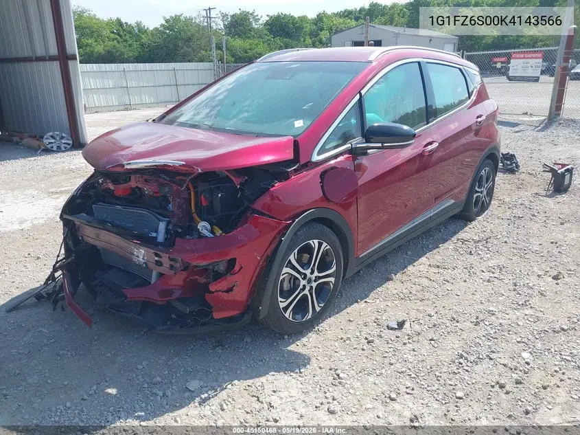 2019 Chevrolet Bolt Ev Premier VIN: 1G1FZ6S00K4143566 Lot: 45150468