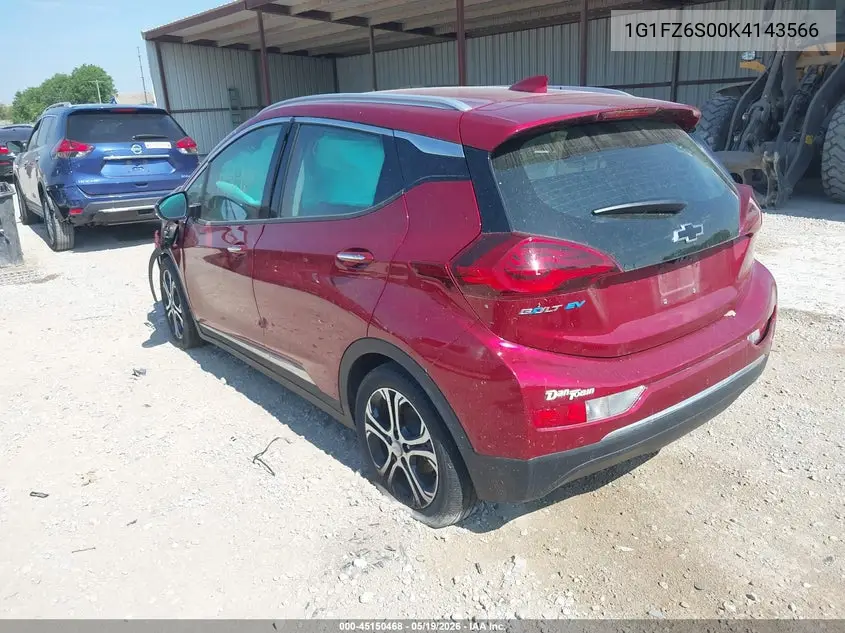 2019 Chevrolet Bolt Ev Premier VIN: 1G1FZ6S00K4143566 Lot: 45150468
