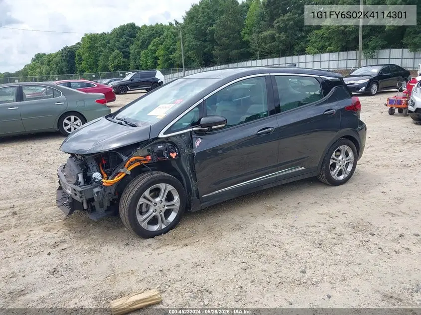 2019 Chevrolet Bolt Ev Lt VIN: 1G1FY6S02K4114301 Lot: 45232024