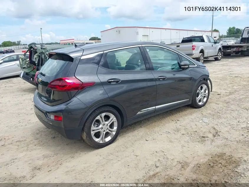 2019 Chevrolet Bolt Ev Lt VIN: 1G1FY6S02K4114301 Lot: 45232024
