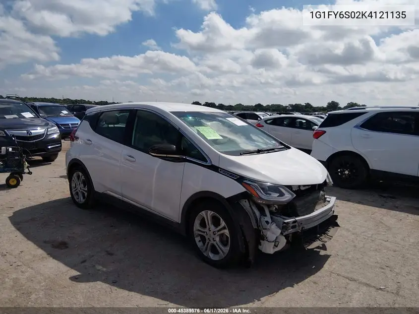 2019 Chevrolet Bolt Ev Lt VIN: 1G1FY6S02K4121135 Lot: 45389576