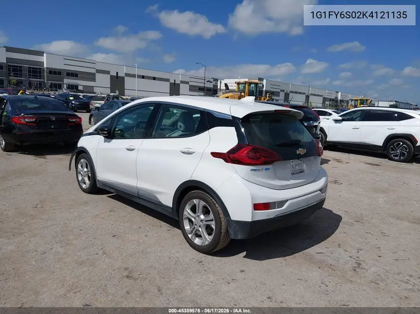2019 Chevrolet Bolt Ev Lt VIN: 1G1FY6S02K4121135 Lot: 45389576