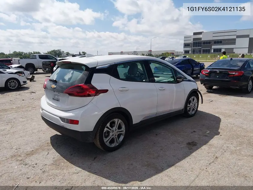 2019 Chevrolet Bolt Ev Lt VIN: 1G1FY6S02K4121135 Lot: 45389576