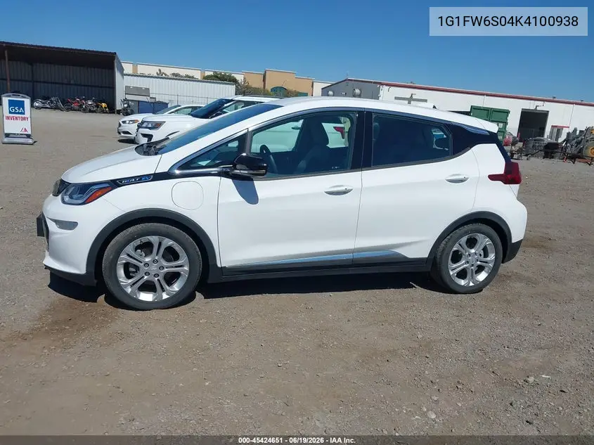 2019 Chevrolet Bolt Ev Lt VIN: 1G1FW6S04K4100938 Lot: 45424651