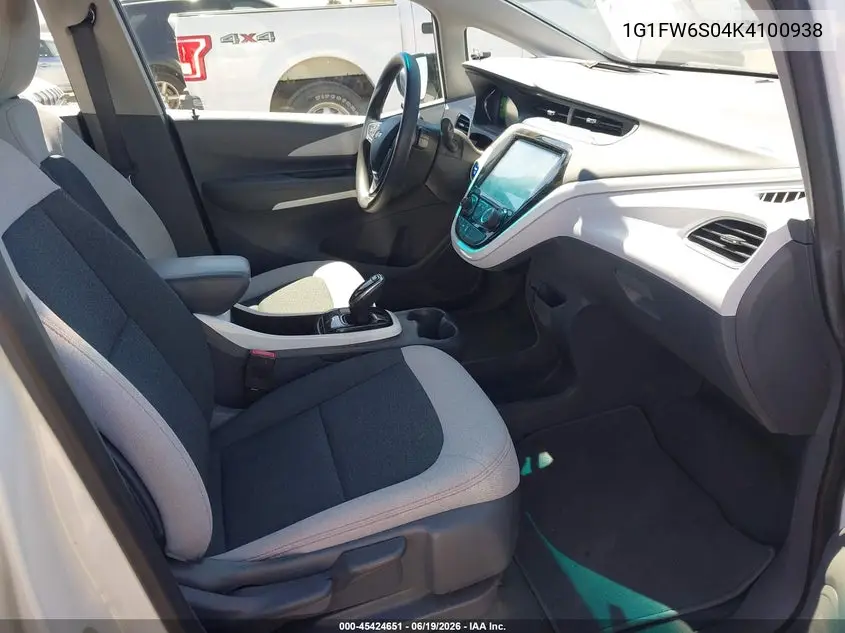 2019 Chevrolet Bolt Ev Lt VIN: 1G1FW6S04K4100938 Lot: 45424651