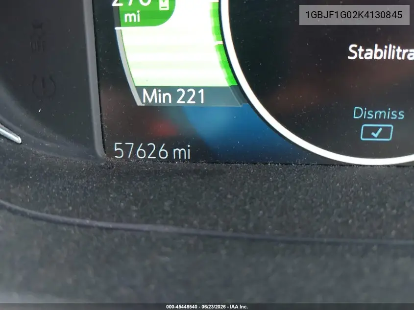2019 Chevrolet Bolt Ev Lt VIN: 1GBJF1G02K4130845 Lot: 45448540
