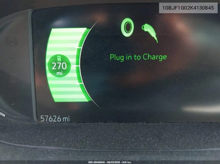 2019 Chevrolet Bolt Ev Lt VIN: 1GBJF1G02K4130845 Lot: 45448540