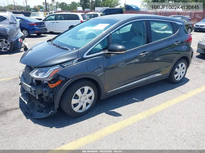 2019 Chevrolet Bolt Ev Lt VIN: 1GBJF1G02K4130845 Lot: 45448540