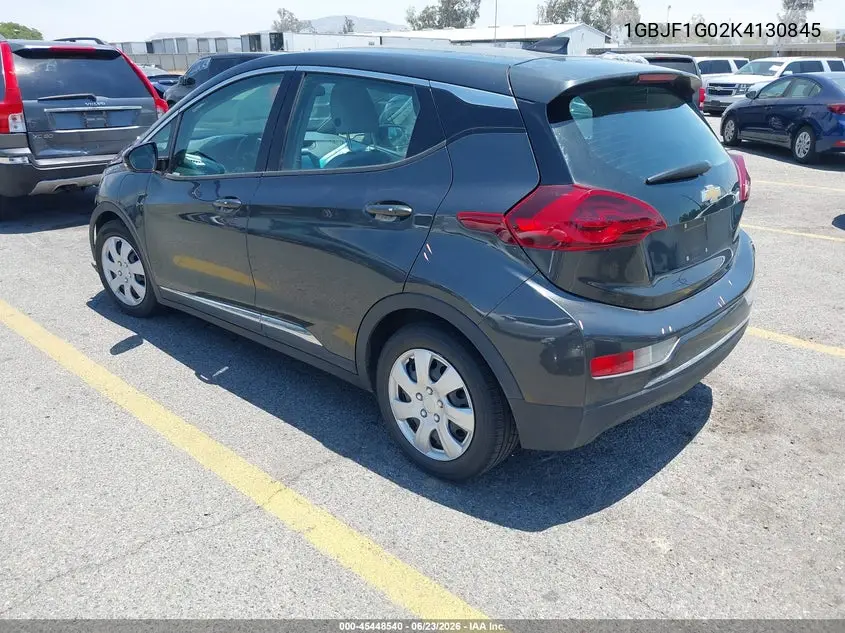 2019 Chevrolet Bolt Ev Lt VIN: 1GBJF1G02K4130845 Lot: 45448540