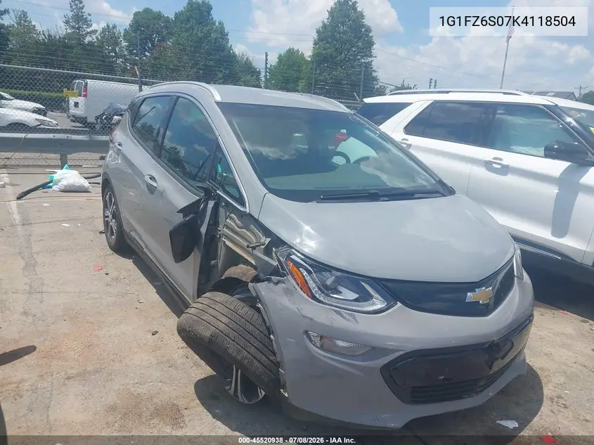 2019 Chevrolet Bolt Ev Premier VIN: 1G1FZ6S07K4118504 Lot: 45520938