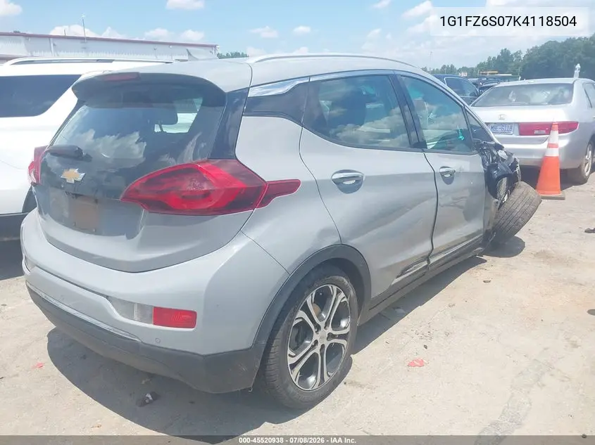 2019 Chevrolet Bolt Ev Premier VIN: 1G1FZ6S07K4118504 Lot: 45520938