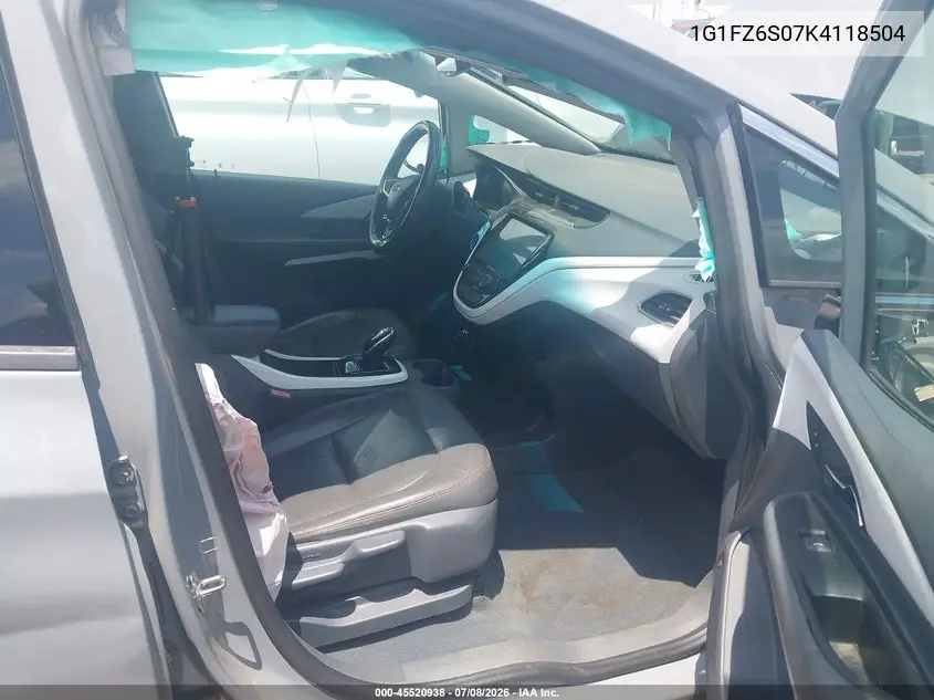 2019 Chevrolet Bolt Ev Premier VIN: 1G1FZ6S07K4118504 Lot: 45520938