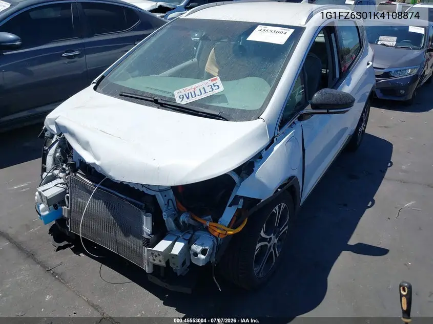 2019 Chevrolet Bolt Ev Premier VIN: 1G1FZ6S01K4108874 Lot: 45553004