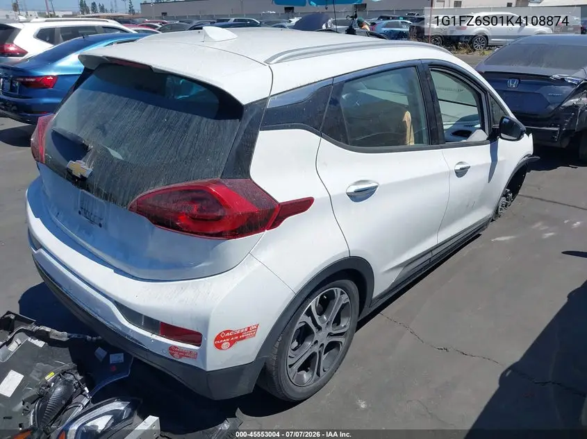 2019 Chevrolet Bolt Ev Premier VIN: 1G1FZ6S01K4108874 Lot: 45553004
