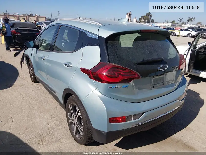2019 Chevrolet Bolt Ev Premier VIN: 1G1FZ6S04K4110618 Lot: 45553622