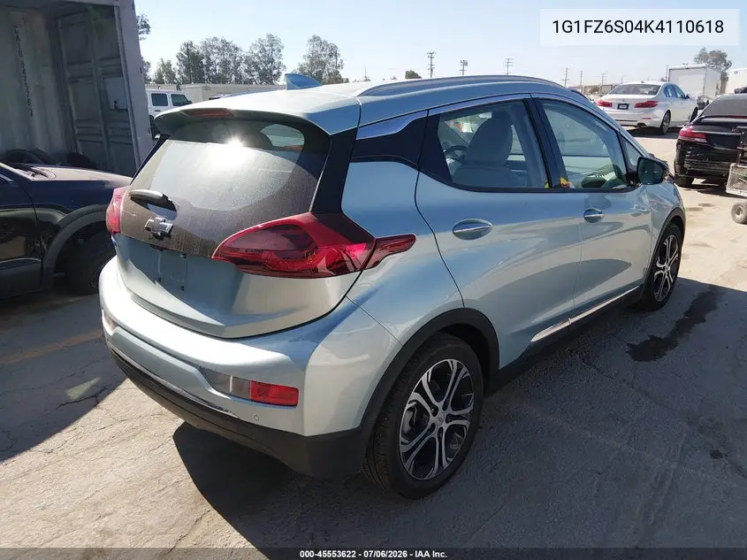 2019 Chevrolet Bolt Ev Premier VIN: 1G1FZ6S04K4110618 Lot: 45553622