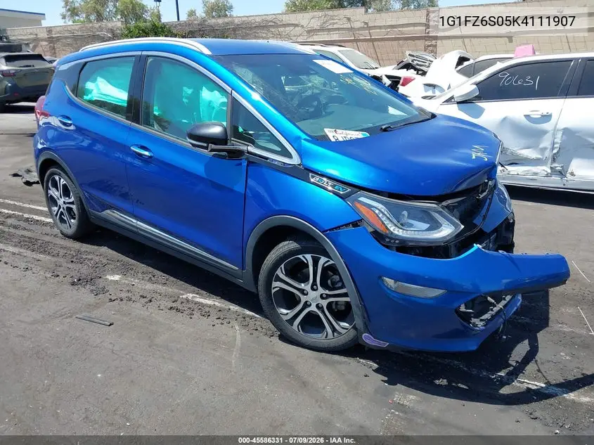 2019 Chevrolet Bolt Ev Premier VIN: 1G1FZ6S05K4111907 Lot: 45586331
