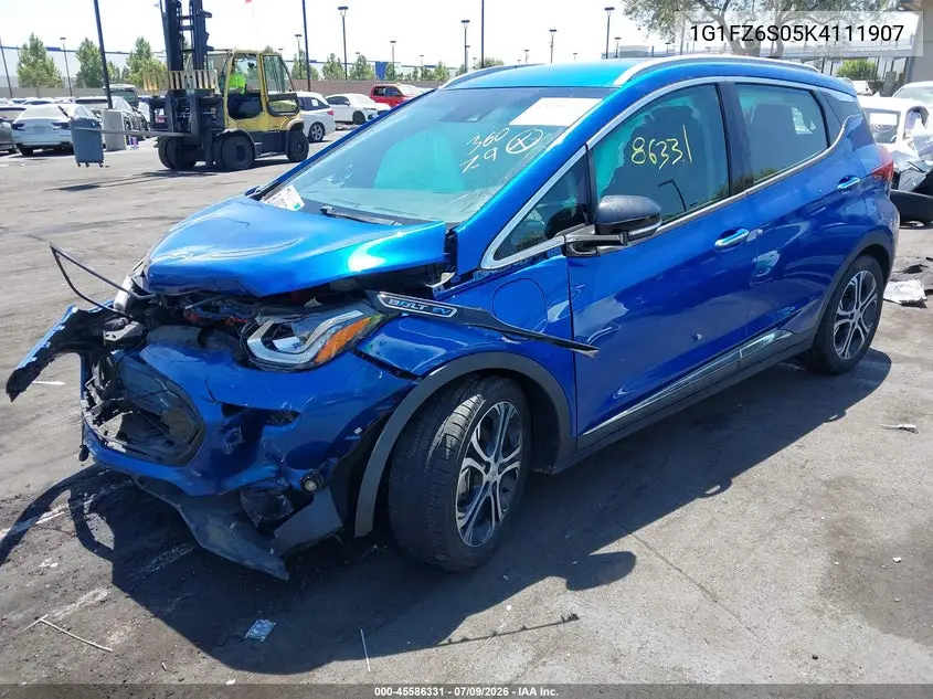 2019 Chevrolet Bolt Ev Premier VIN: 1G1FZ6S05K4111907 Lot: 45586331