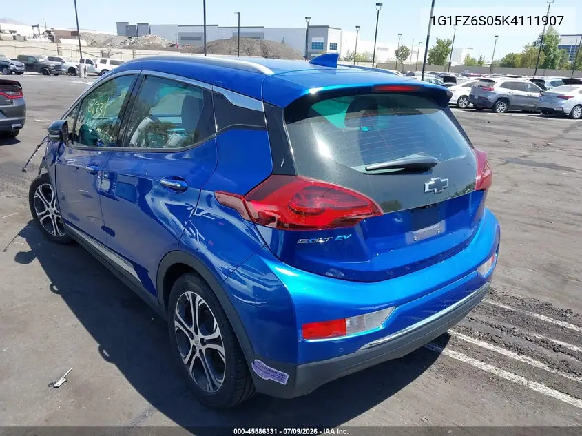 2019 Chevrolet Bolt Ev Premier VIN: 1G1FZ6S05K4111907 Lot: 45586331
