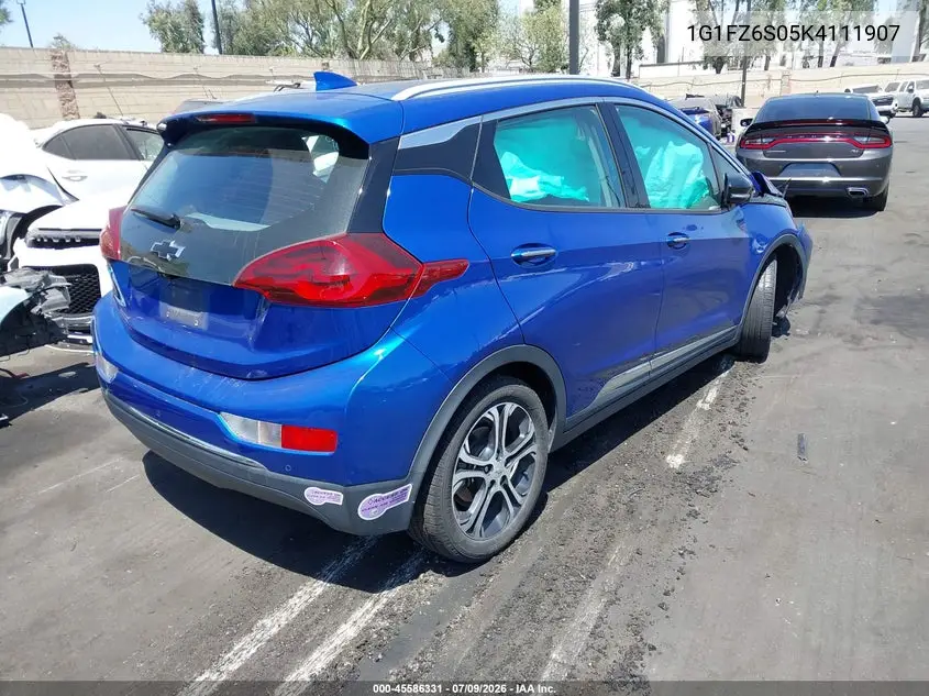 2019 Chevrolet Bolt Ev Premier VIN: 1G1FZ6S05K4111907 Lot: 45586331